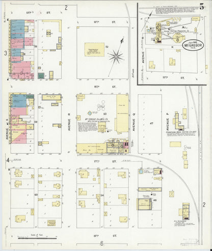 Sanborn Fire Insurance Map from McGregor, McLennan County, Texas (1909), Sheet #0005 - Complete Map Set gallery image, historic Sanborn map, vintage wall art, Texas Texas