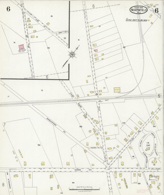Sanborn Fire Insurance Map from Northfield, Atlantic County, New Jersey (1924), Sheet #0006 - Historic Sanborn Fire Insurance Map Print, vintage old map wall art, antique decor, genealogy gift, New Jersey New Jersey map