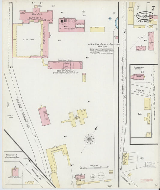 Sanborn Fire Insurance Map from Westchester, Westchester County, New York (1893), Sheet #0007 - Historic Sanborn Fire Insurance Map Print, vintage old map wall art, antique decor, genealogy gift, New York New York map