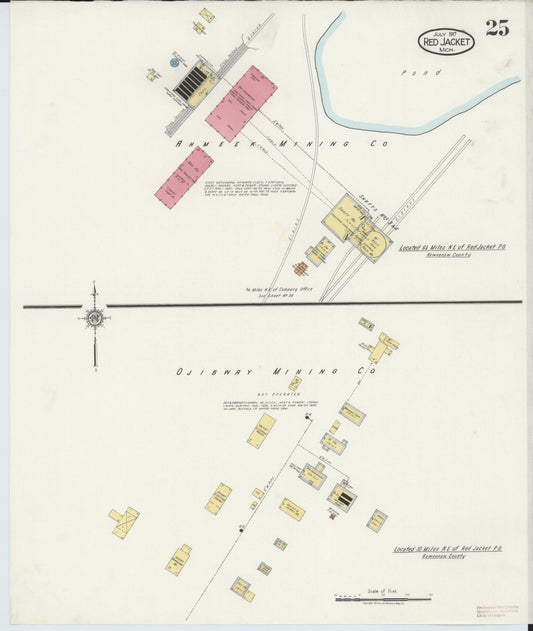 Sanborn Fire Insurance Map from Red Jacket, Houghton County, Michigan (1917), Sheet #0025 - Historic Sanborn Fire Insurance Map Print, vintage old map wall art, antique decor, genealogy gift, Michigan Michigan map