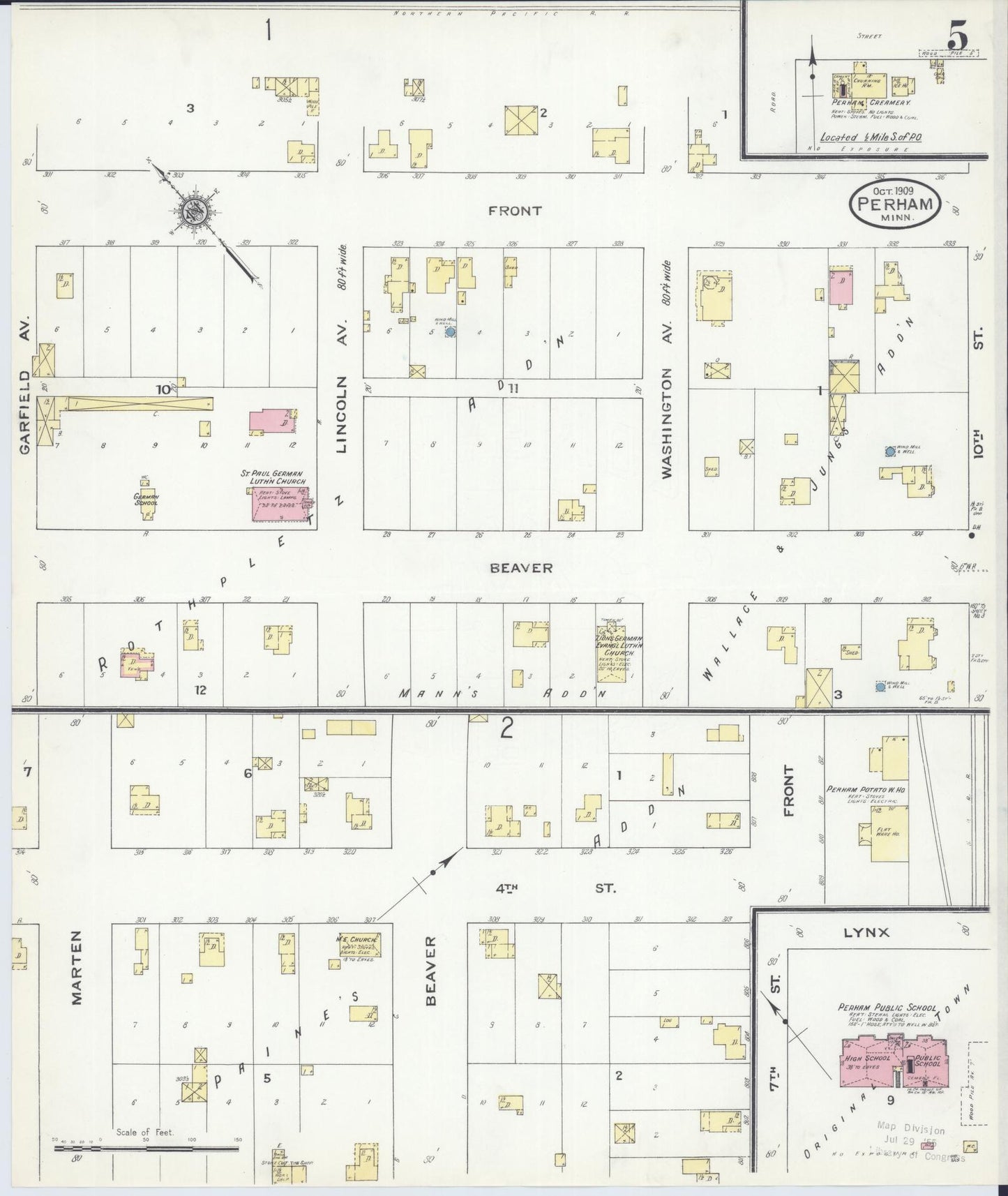 Sanborn Fire Insurance Map from Perham, Otter Tail County, Minnesota (1909), Sheet #0005 - Complete Map Set gallery image, historic Sanborn map, vintage wall art, Minnesota Minnesota