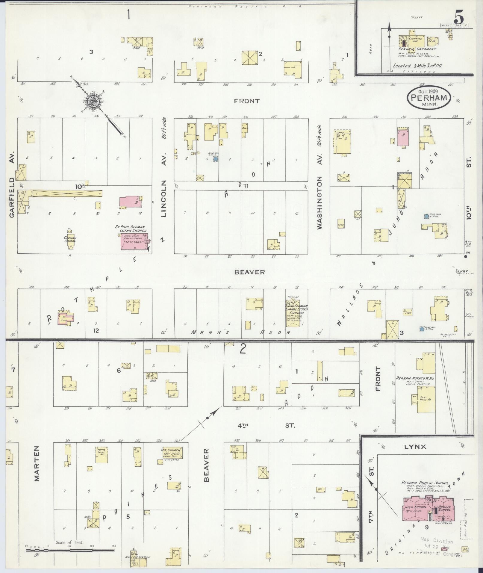 Sanborn Fire Insurance Map from Perham, Otter Tail County, Minnesota (1909), Sheet #0005 - Complete Map Set gallery image, historic Sanborn map, vintage wall art, Minnesota Minnesota