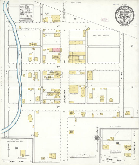 Sanborn Fire Insurance Map from Dungeness, Clallam County, Washington (1911), Sheet #0001 - Historic Sanborn Fire Insurance Map Print, vintage old map wall art, antique decor, genealogy gift, Washington Washington map