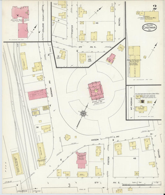 Sanborn Fire Insurance Map from Eastman, Dodge County, Georgia (1913), Sheet #0002 - Historic Sanborn Fire Insurance Map Print, vintage old map wall art, antique decor, genealogy gift, Georgia Georgia map