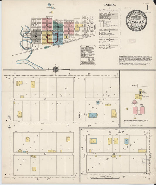 Sanborn Fire Insurance Map from Douglas, Converse County, Wyoming (1912), Sheet #0001 - Historic Sanborn Fire Insurance Map Print, vintage old map wall art, antique decor, genealogy gift, Wyoming Wyoming map
