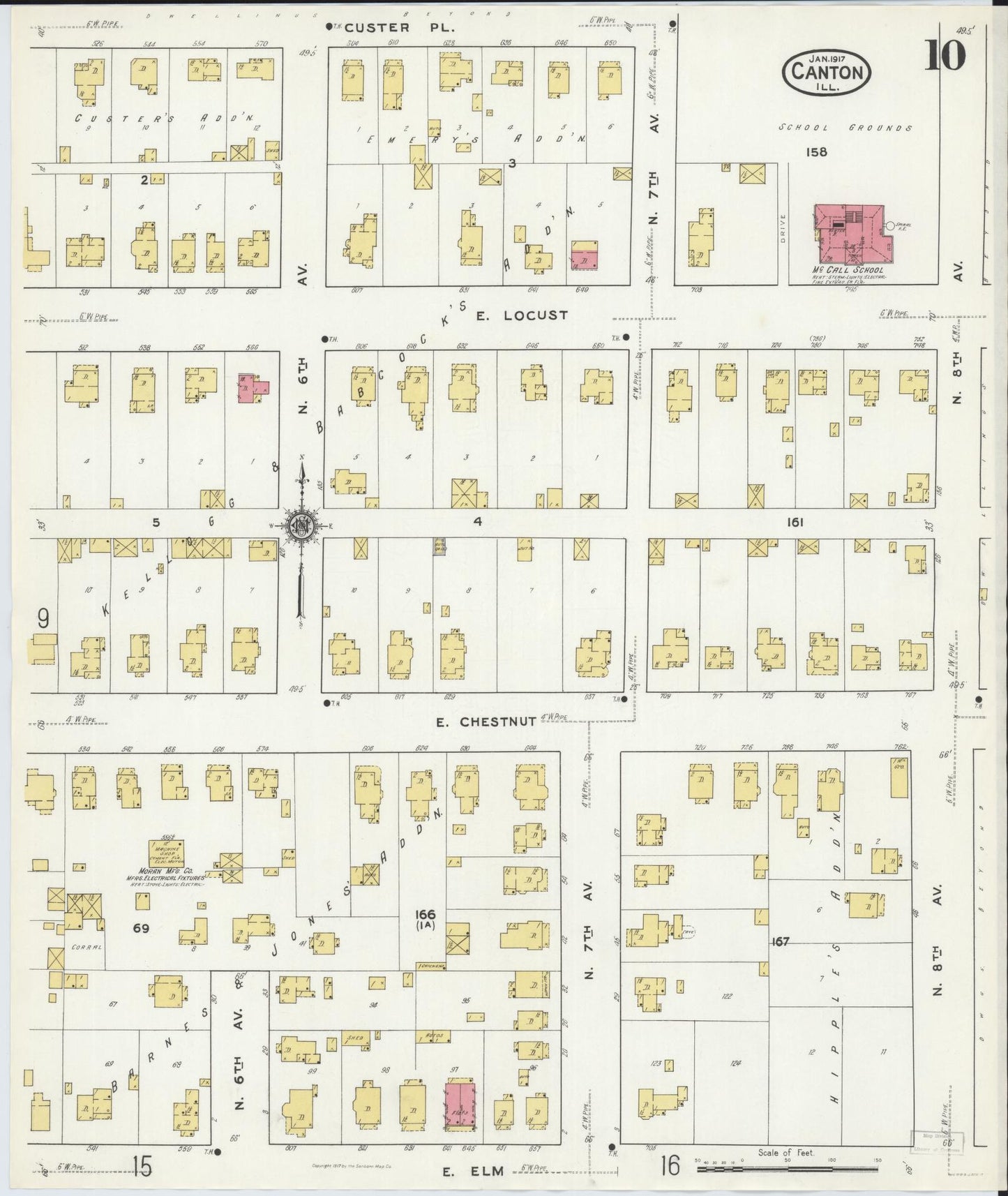 Sanborn Fire Insurance Map from Canton, Fulton County, Illinois (1917), Sheet #0010 - Complete Map Set gallery image, historic Sanborn map, vintage wall art, Illinois Illinois