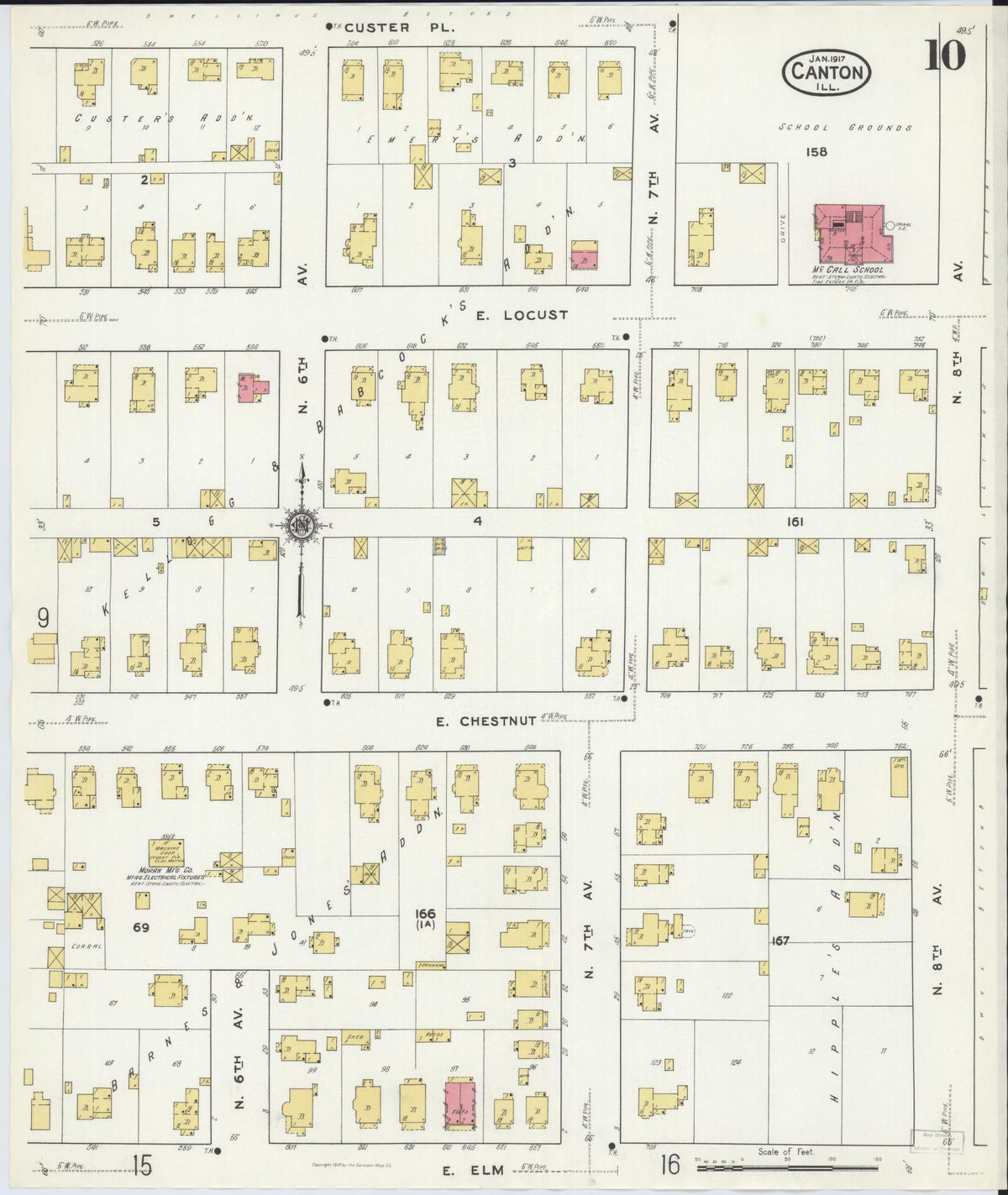 Sanborn Fire Insurance Map from Canton, Fulton County, Illinois (1917), Sheet #0010 - Complete Map Set gallery image, historic Sanborn map, vintage wall art, Illinois Illinois