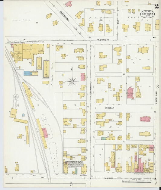 Sanborn Fire Insurance Map from Ravenna, Portage County, Ohio (1898), Sheet #0002 - Historic Sanborn Fire Insurance Map Print, vintage old map wall art, antique decor, genealogy gift, Ohio Ohio map