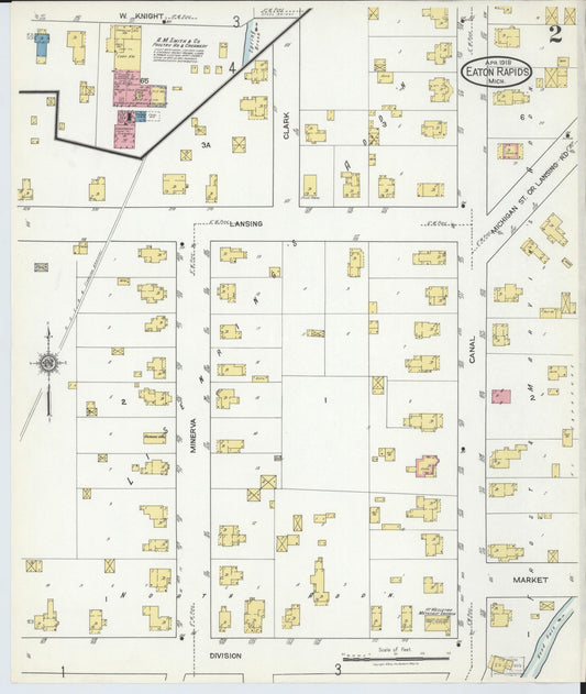 Sanborn Fire Insurance Map from Eaton Rapids, Eaton County, Michigan (1918), Sheet #0002 - Historic Sanborn Fire Insurance Map Print, vintage old map wall art, antique decor, genealogy gift, Michigan Michigan map