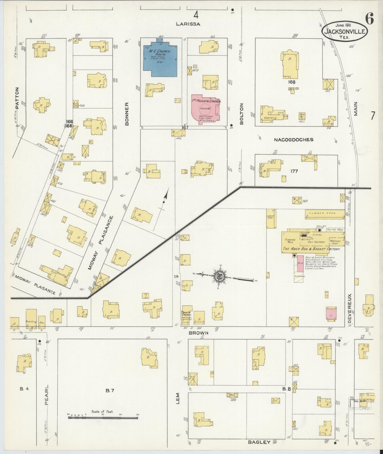 Sanborn Fire Insurance Map from Jacksonville, Cherokee County, Texas. (1911), Sheet 6 – Historic Sanborn Fire Insurance Map Print