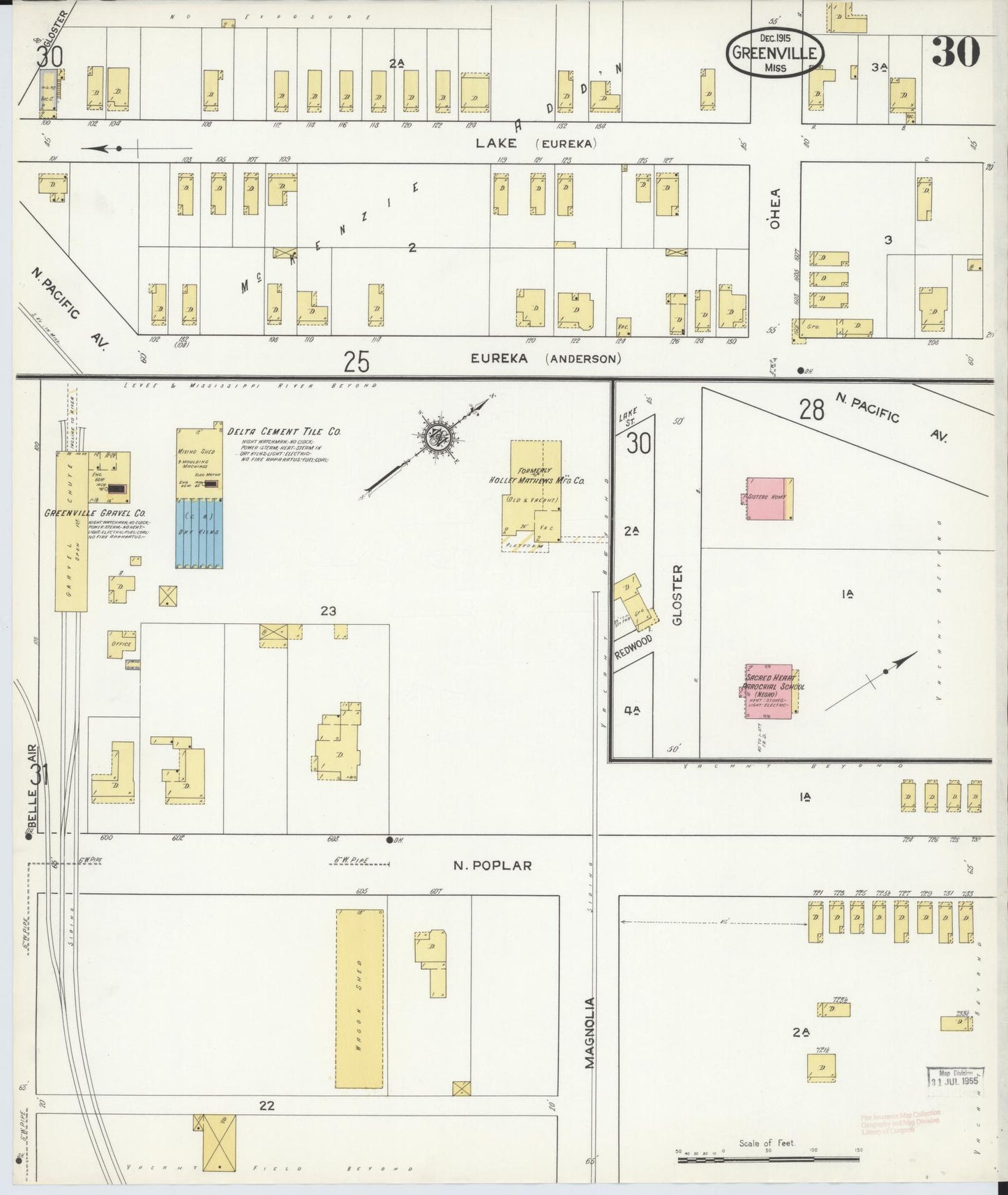 Sanborn Fire Insurance Map from Greenville, Washington County, Mississippi (1915), Sheet #0030 - Complete Map Set gallery image, historic Sanborn map, vintage wall art, Mississippi Mississippi