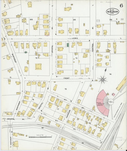 Sanborn Fire Insurance Map from New London, New London County, Connecticut (1901), Sheet #0006 - Complete Map Set gallery image, historic Sanborn map, vintage wall art, Connecticut Connecticut