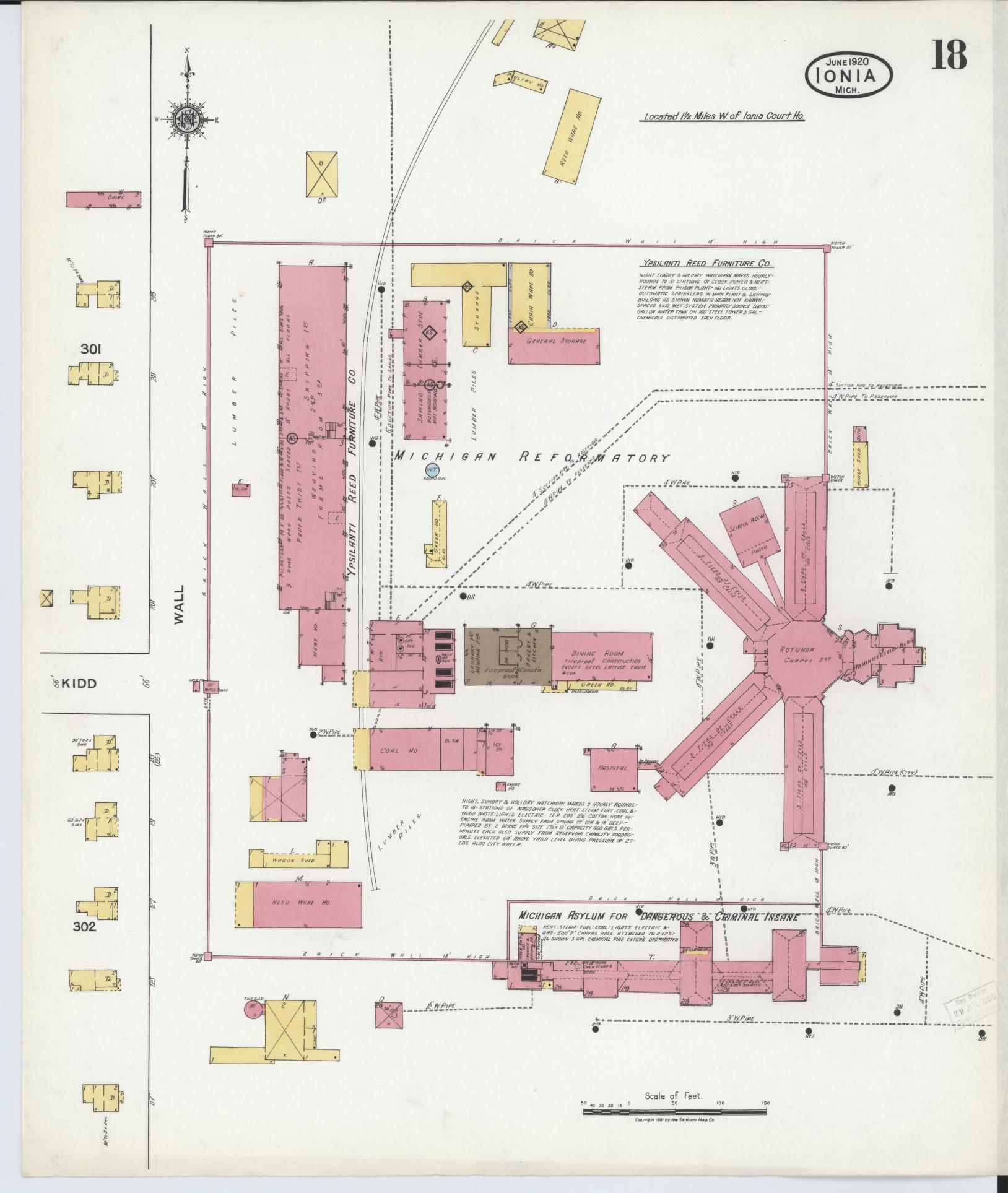 Sanborn Fire Insurance Map from Ionia, Ionia County, Michigan (1920), Sheet #0018 - Complete Map Set gallery image, historic Sanborn map, vintage wall art, Michigan Michigan