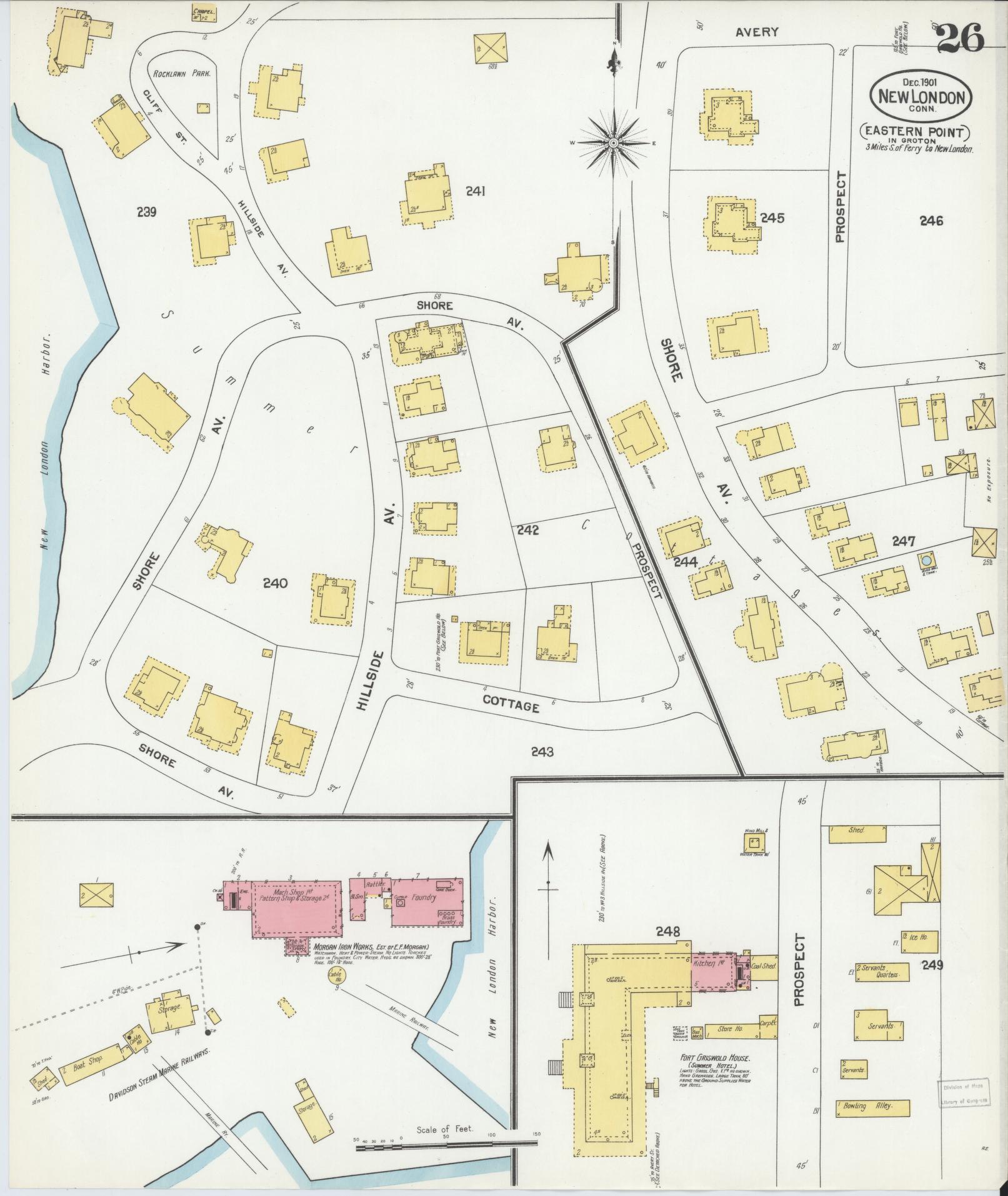 Sanborn Fire Insurance Map from New London, New London County, Connecticut (1901), Sheet #0026 - Complete Map Set gallery image, historic Sanborn map, vintage wall art, Connecticut Connecticut
