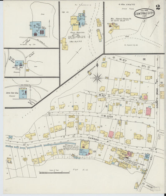 Sanborn Fire Insurance Map from Central City, Gilpin County, Colorado (1895), Sheet #0002 - Historic Sanborn Fire Insurance Map Print, vintage old map wall art, antique decor, genealogy gift, Colorado Colorado map