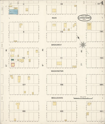 Sanborn Fire Insurance Map from Lewistown, Fergus County, Montana (1894), Sheet #0004 - Complete Map Set gallery image, historic Sanborn map, vintage wall art, Montana Montana