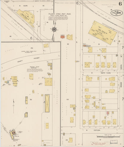 Sanborn Fire Insurance Map from Fillmore, Ventura County, California (1918), Sheet #0006 - Complete Map Set gallery image, historic Sanborn map, vintage wall art, California California