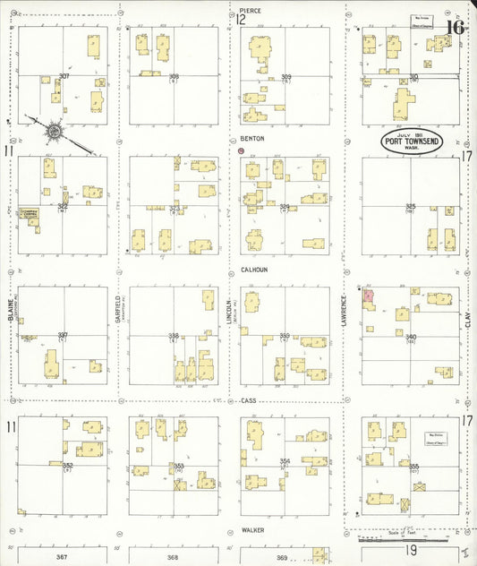 Sanborn Fire Insurance Map from Port Townsend, Jefferson County, Washington (1911), Sheet #0016 - Historic Sanborn Fire Insurance Map Print, vintage old map wall art, antique decor, genealogy gift, Washington Washington map