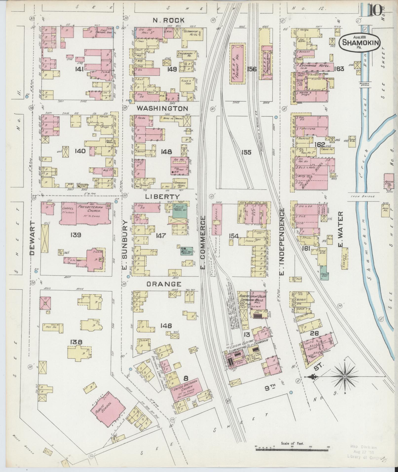 Sanborn Fire Insurance Map from Shamokin, Northumberland County, Pennsylvania (1891), Sheet #0010 - Complete Map Set gallery image, historic Sanborn map, vintage wall art, Pennsylvania Pennsylvania