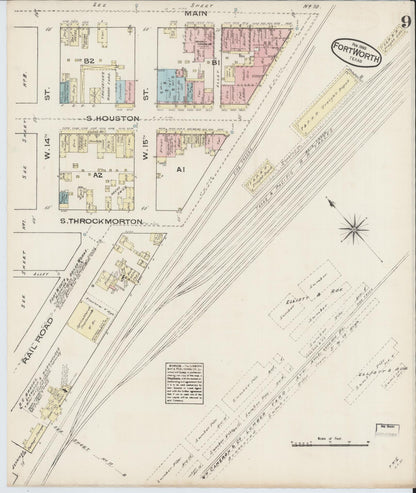 Sanborn Fire Insurance Map from Fort Worth, Tarrant County, Texas (1885), Sheet #0009 - Complete Map Set gallery image, historic Sanborn map, vintage wall art, Texas Texas