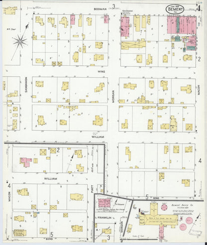 Sanborn Fire Insurance Map from Bement, Piatt County, Illinois (1909), Sheet #0004 - Complete Map Set gallery image, historic Sanborn map, vintage wall art, Illinois Illinois