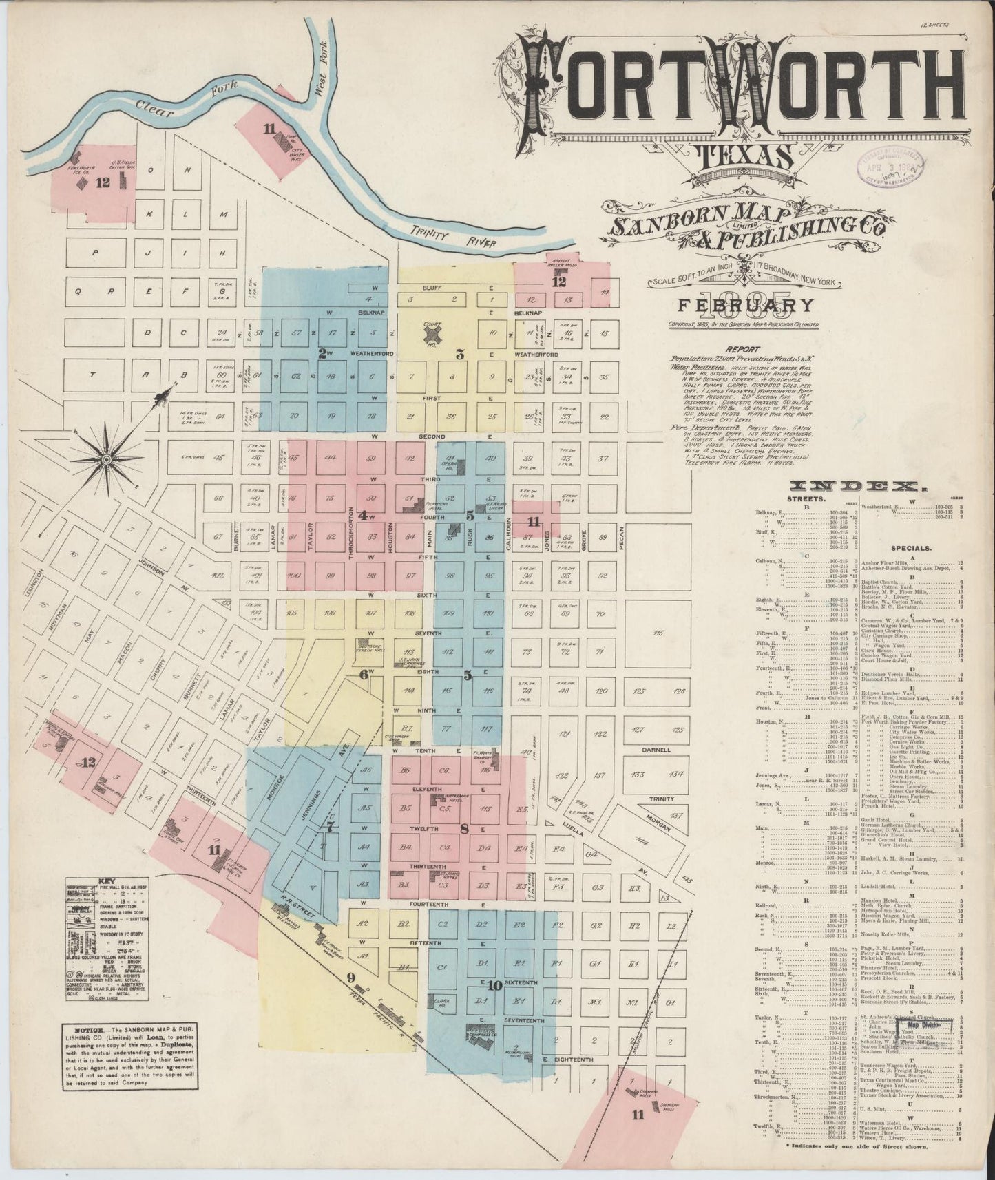 Sanborn Fire Insurance Map from Fort Worth, Tarrant County, Texas. (1885) – Historic Sanborn Fire Insurance Map Print