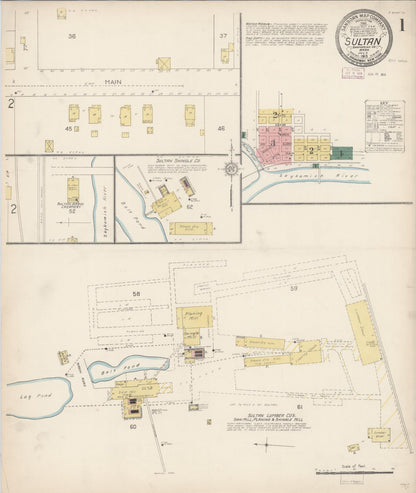 Sanborn Fire Insurance Map from Sultan, Snohomish County, Washington (1913), Sheet #0001 - Complete Map Set gallery image, historic Sanborn map, vintage wall art, Washington Washington