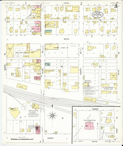 Sanborn Fire Insurance Map from Villisca, Montgomery County, Iowa (1907), Sheet #0003 - Historic Sanborn Fire Insurance Map Print, vintage old map wall art