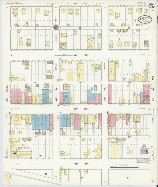 Sanborn Fire Insurance Map from Stroud, Lincoln County, Oklahoma (1910), Sheet #0003 - Historic Sanborn Fire Insurance Map Print, vintage old map wall art, antique decor, genealogy gift, Oklahoma Oklahoma map