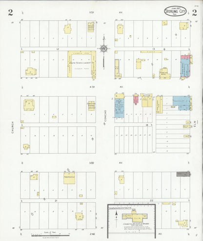 Sanborn Fire Insurance Map from Sterling City, Sterling County, Texas (1927), Sheet #0002 - Historic Sanborn Fire Insurance Map Print, vintage old map wall art, antique decor, genealogy gift, Texas Texas map