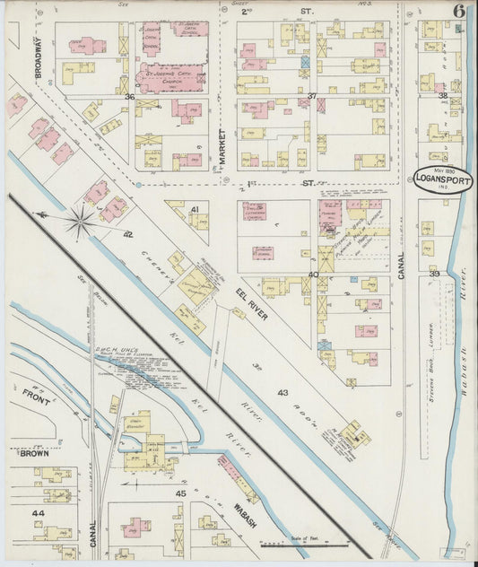 Sanborn Fire Insurance Map from Logansport, Cass County, Indiana (1890), Sheet #0006 - Historic Sanborn Fire Insurance Map Print, vintage old map wall art, antique decor, genealogy gift, Indiana Indiana map