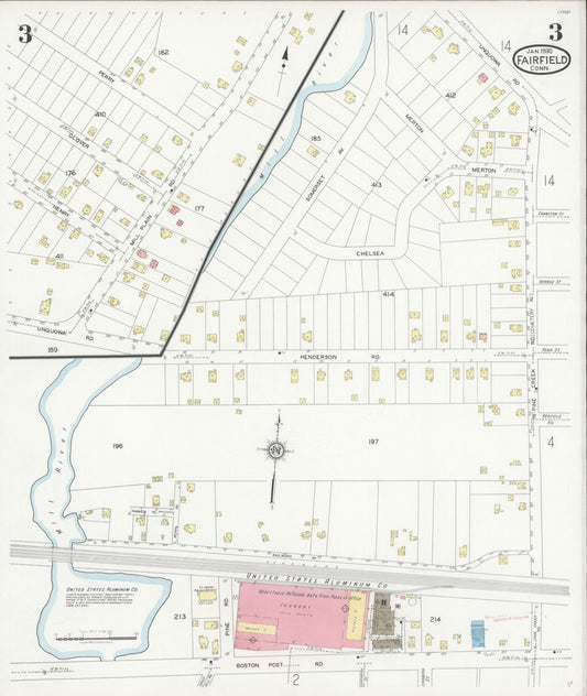 Sanborn Fire Insurance Map from Fairfield, Fairfield County, Connecticut (1930), Sheet #0003 - Historic Sanborn Fire Insurance Map Print, vintage old map wall art, antique decor, genealogy gift, Connecticut Connecticut map