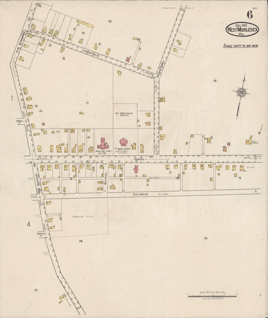 Sanborn Fire Insurance Map from West Middlesex, Mercer County, Pennsylvania (1921), Sheet #0006 - Historic Sanborn Fire Insurance Map Print, vintage old map wall art, antique decor, genealogy gift, Pennsylvania Pennsylvania map
