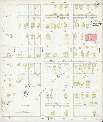 Sanborn Fire Insurance Map from Beardstown, Cass County, Illinois (1906), Sheet #0007 - Complete Map Set gallery image, historic Sanborn map, vintage wall art, Illinois Illinois