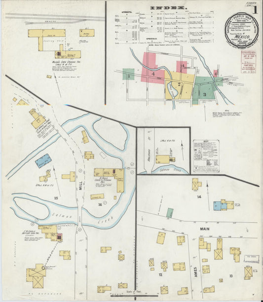Sanborn Fire Insurance Map from Mexico, Oswego County, New York (1899), Sheet #0001 - Complete Map Set gallery image, historic Sanborn map, vintage wall art, New York New York