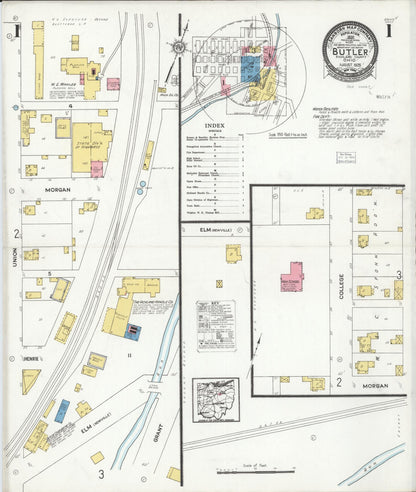 Sanborn Fire Insurance Map from Butler, Richland County, Ohio (1926), Sheet #0001 - Historic Sanborn Fire Insurance Map Print, vintage old map wall art, antique decor, genealogy gift, Ohio Ohio map