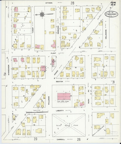 Sanborn Fire Insurance Map from Freeport, Stephenson County, Illinois (1910), Sheet #0027 - Complete Map Set gallery image, historic Sanborn map, vintage wall art, Illinois Illinois