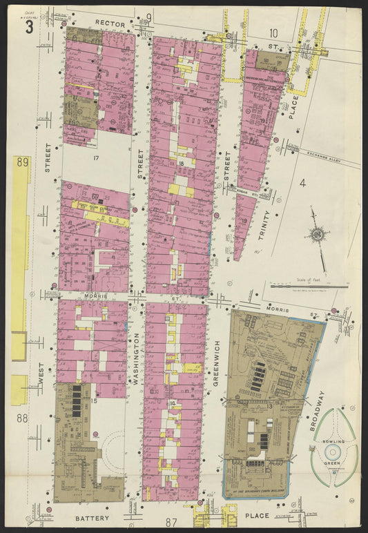 Sanborn Fire Insurance Map from New York, Bronx, Manhattan, New York (1923), Sheet #0003 - Historic Sanborn Fire Insurance Map Print, vintage old map wall art, antique decor, genealogy gift, New York New York map