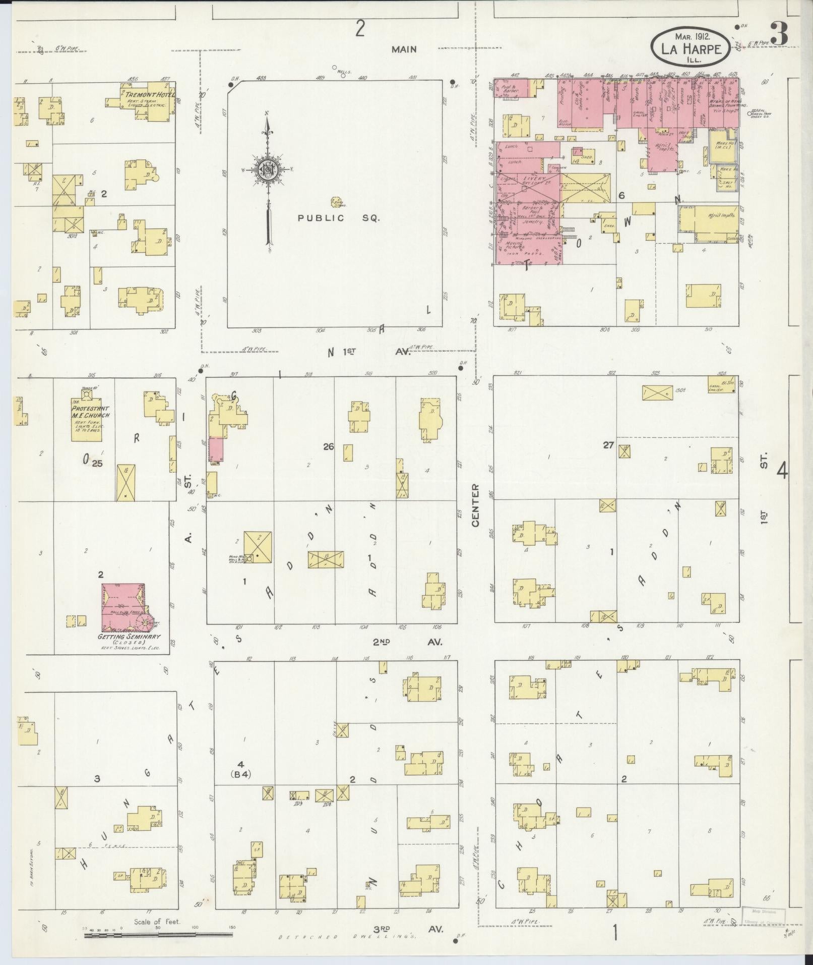 Sanborn Fire Insurance Map from La Harpe, Hancock County, Illinois (1912), Sheet #0003 - Historic Sanborn Fire Insurance Map Print, vintage old map wall art, antique decor, genealogy gift, Illinois Illinois map