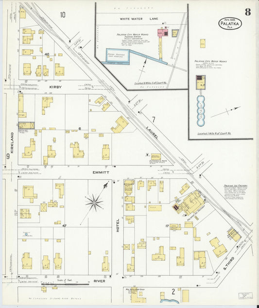Sanborn Fire Insurance Map from Palatka, Putnam County, Florida (1909), Sheet #0008 - Historic Sanborn Fire Insurance Map Print, vintage old map wall art, antique decor, genealogy gift, Florida Florida map