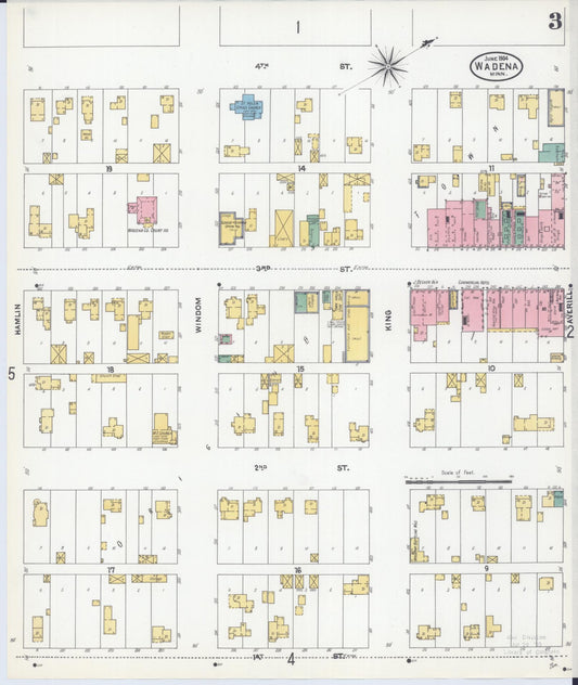 Sanborn Fire Insurance Map from Wadena, Wadena County, Minnesota (1904), Sheet #0003 - Historic Sanborn Fire Insurance Map Print, vintage old map wall art, antique decor, genealogy gift, Minnesota Minnesota map