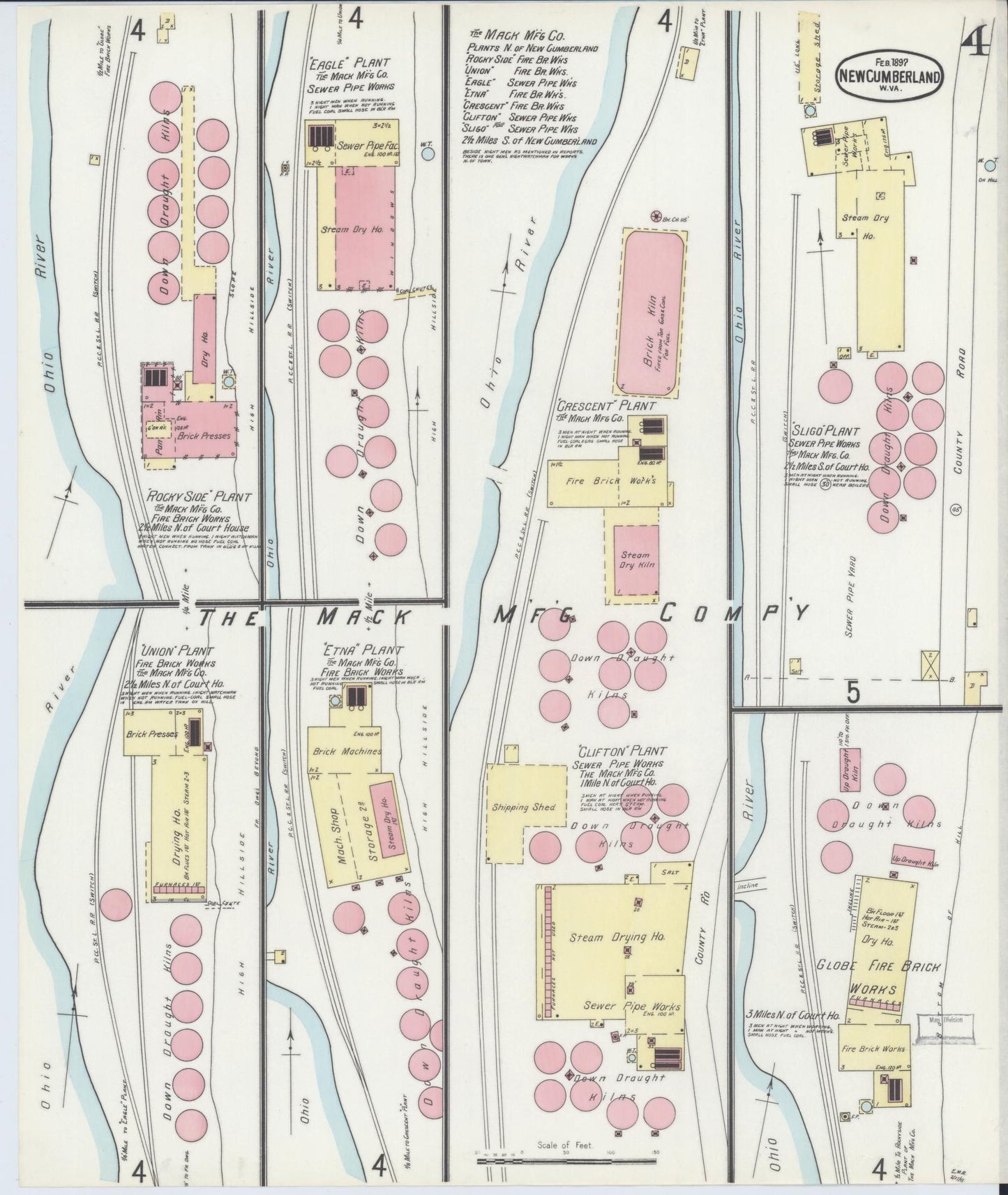 Sanborn Fire Insurance Map from New Cumberland, Hancock County, West Virginia (1897), Sheet #0004 - Complete Map Set gallery image, historic Sanborn map, vintage wall art, West Virginia West Virginia