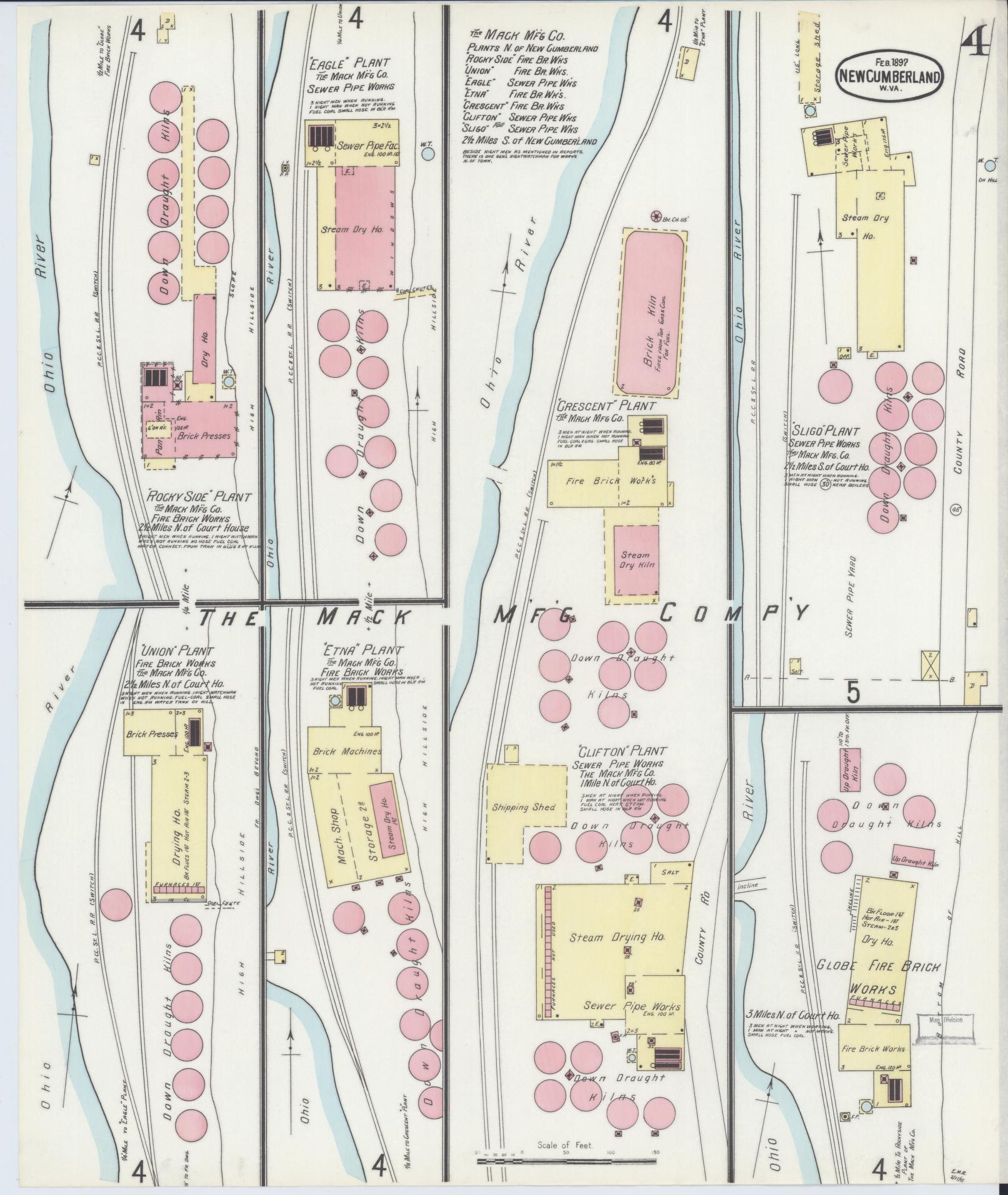 Sanborn Fire Insurance Map from New Cumberland, Hancock County, West Virginia (1897), Sheet #0004 - Complete Map Set gallery image, historic Sanborn map, vintage wall art, West Virginia West Virginia