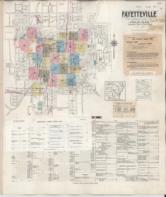 Sanborn Fire Insurance Map from Fayetteville, Washington County, Arkansas (1948), Sheet #0001 - Historic Sanborn Fire Insurance Map Print, vintage old map wall art, antique decor, genealogy gift, Arkansas Arkansas map