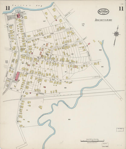Sanborn Fire Insurance Map from Keyport, Monmouth County, New Jersey (1923), Sheet #0011 - Historic Sanborn Fire Insurance Map Print, vintage old map wall art, antique decor, genealogy gift, New Jersey New Jersey map