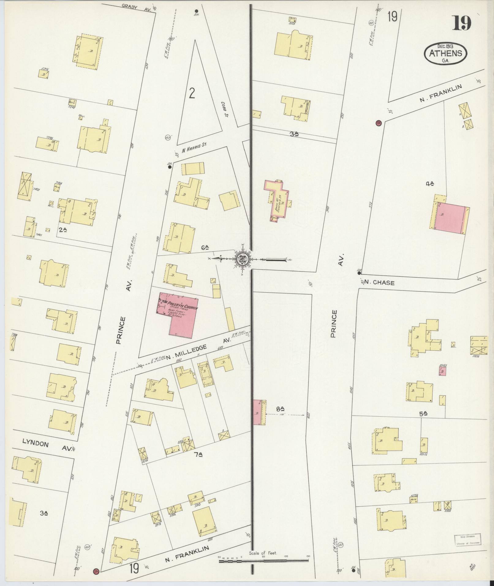 Sanborn Fire Insurance Map from Athens, Clarke County, Georgia (1913), Sheet #0019 - Complete Map Set gallery image, historic Sanborn map, vintage wall art, Georgia Georgia