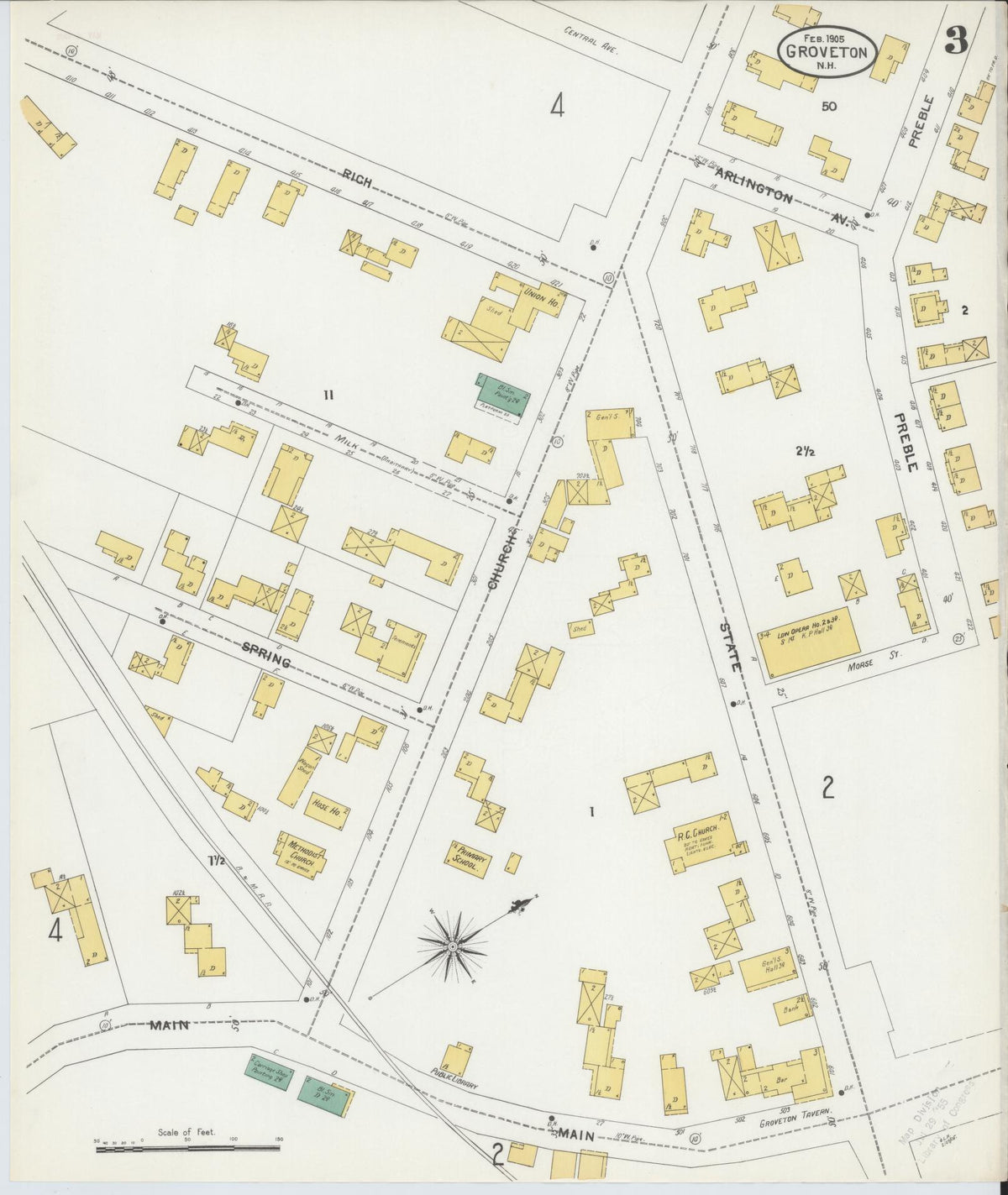 Sanborn Fire Insurance Map from Groveton, Coos County, New Hampshire (1905), Sheet #0003 - Complete Map Set gallery image, historic Sanborn map, vintage wall art, New Hampshire New Hampshire