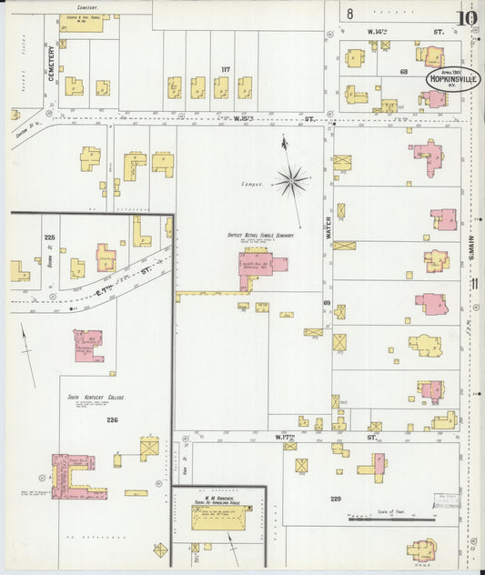 Sanborn Fire Insurance Map from Hopkinsville, Christian County, Kentucky (1901), Sheet #0010 - Historic Sanborn Fire Insurance Map Print, vintage old map wall art, antique decor, genealogy gift, Kentucky Kentucky map