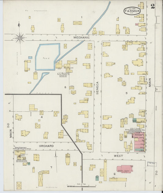 Sanborn Fire Insurance Map from Farmer, Seneca County, New York (1894), Sheet #0002 - Historic Sanborn Fire Insurance Map Print, vintage old map wall art, antique decor, genealogy gift, New York New York map