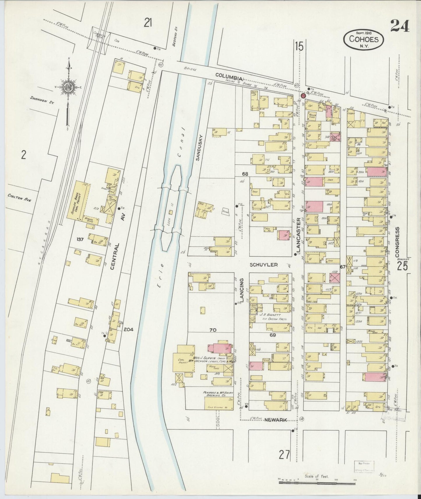 Sanborn Fire Insurance Map from Cohoes, Albany County, New York (1910), Sheet #0024 - Complete Map Set gallery image, historic Sanborn map, vintage wall art, New York New York